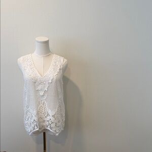 Knotsisters Lori Lace Top White Sleeveless Boho Blouse NWT Size Small